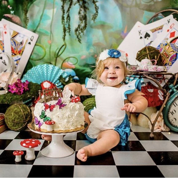Alice in Wonderland First Birthday Romper Dress jumpsuit clothes outfit Costume